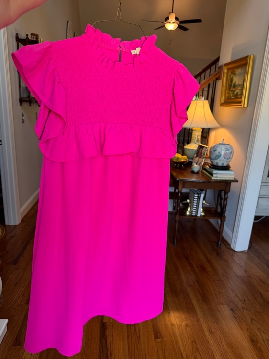 JODIFL Dresses & Skirts - JODIFL Hot Pink Ruffle-Yoke Flutter Dress